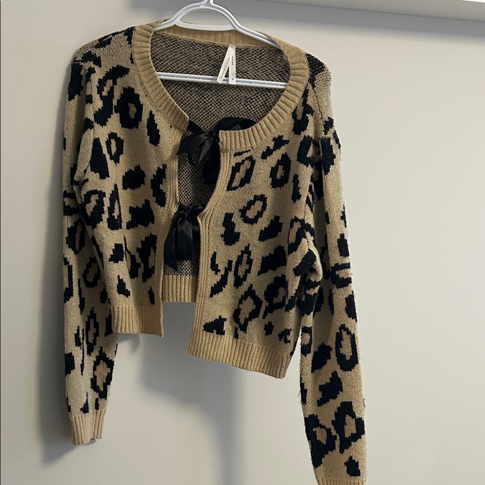 Leopard Print Cardigan Sweater